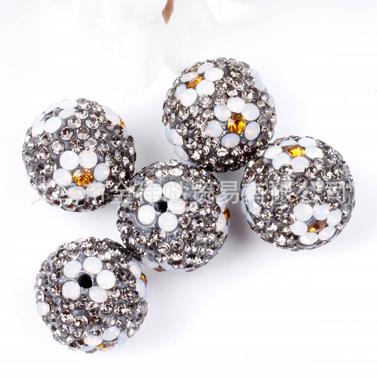 Wholesale 10pcs Full Drill Plum Blossom Soft Clay Drill Ball Straight Hole Beads